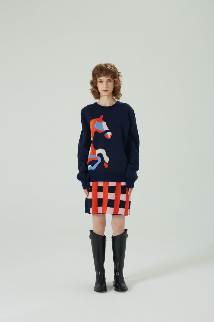 CYNTHIA&XIAO Crew Neck Sweater with Horse