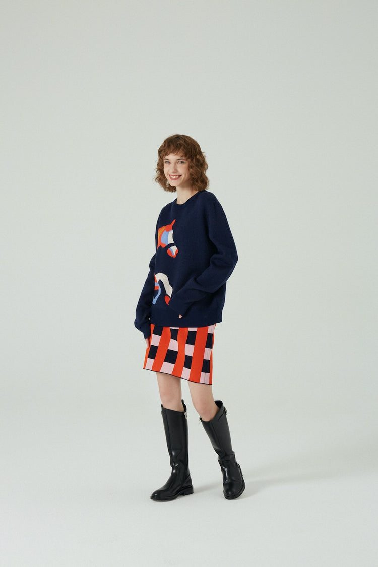 CYNTHIA&XIAO Crew Neck Sweater with Horse