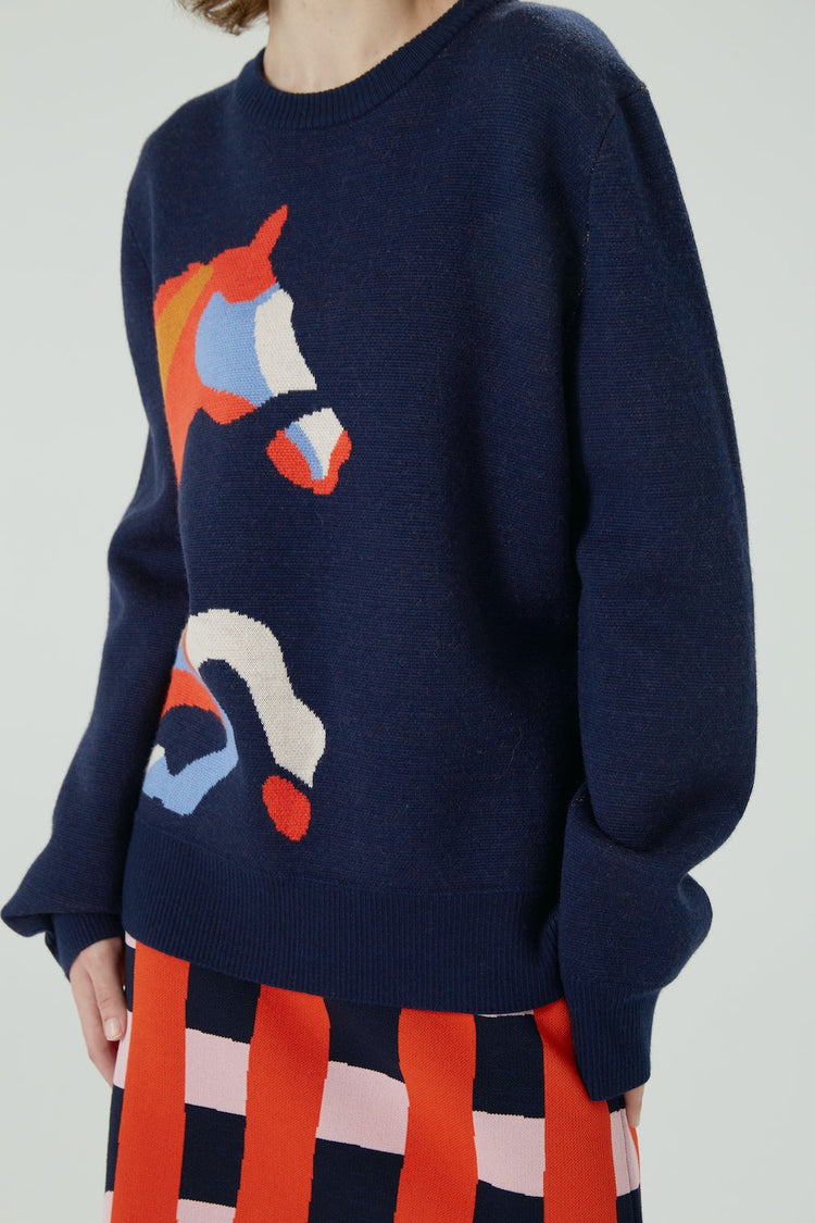 CYNTHIA&XIAO Crew Neck Sweater with Horse