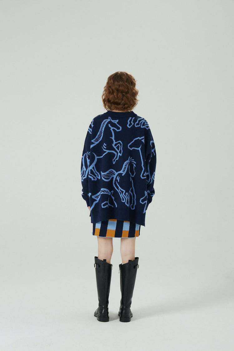 CYNTHIA&XIAO Knitted Cardigan with Horse