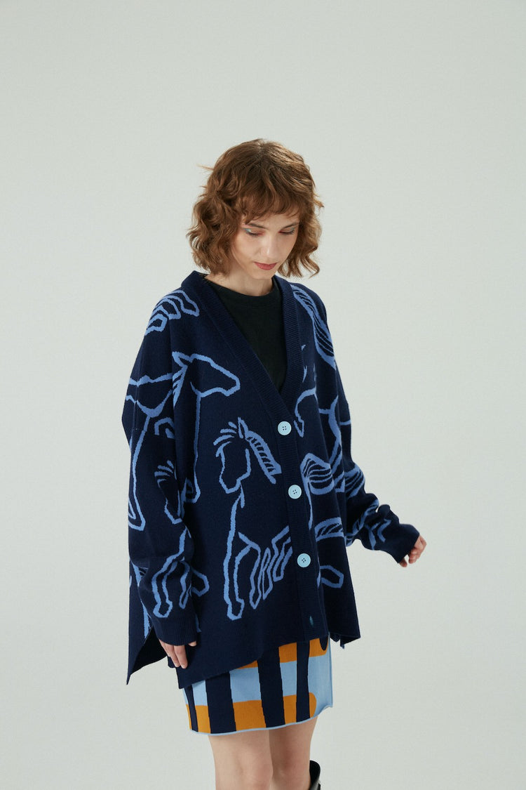 CYNTHIA&XIAO Knitted Cardigan with Horse