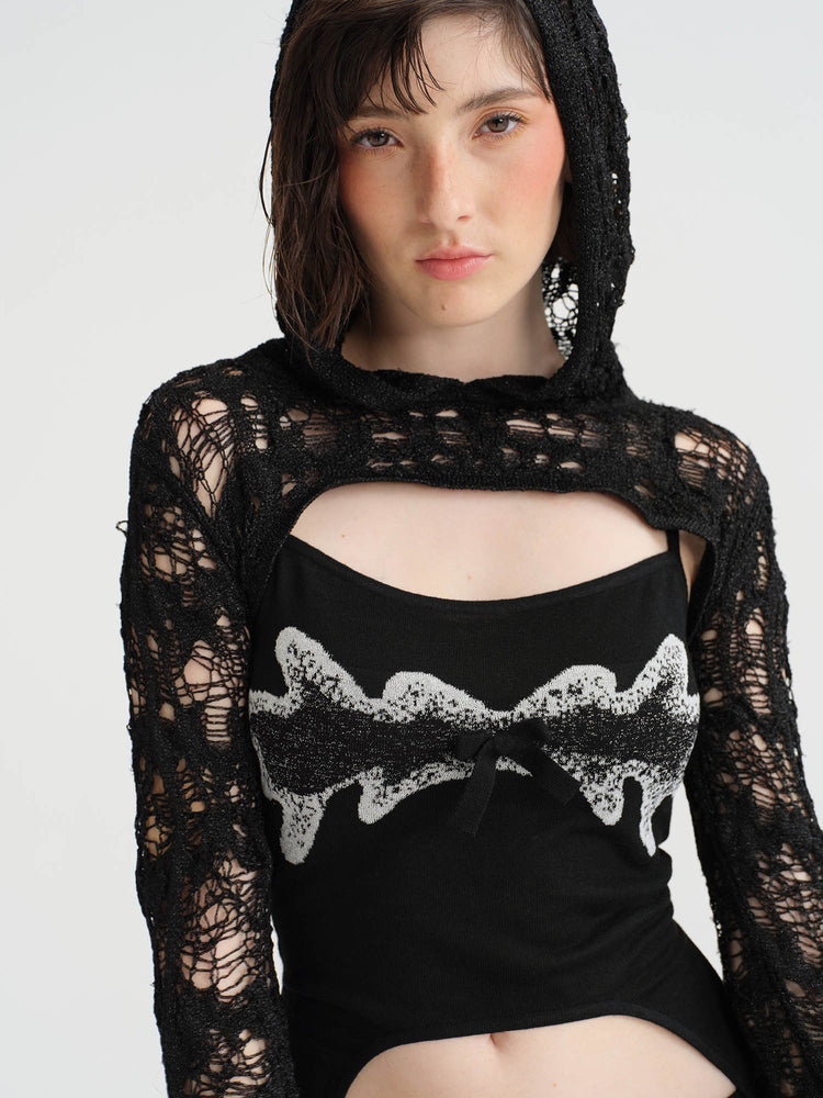 NOPHORA hollowed-out knit long sleeves overclothes