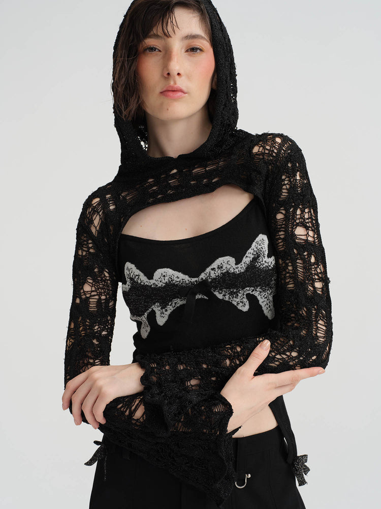 NOPHORA hollowed-out knit long sleeves overclothes