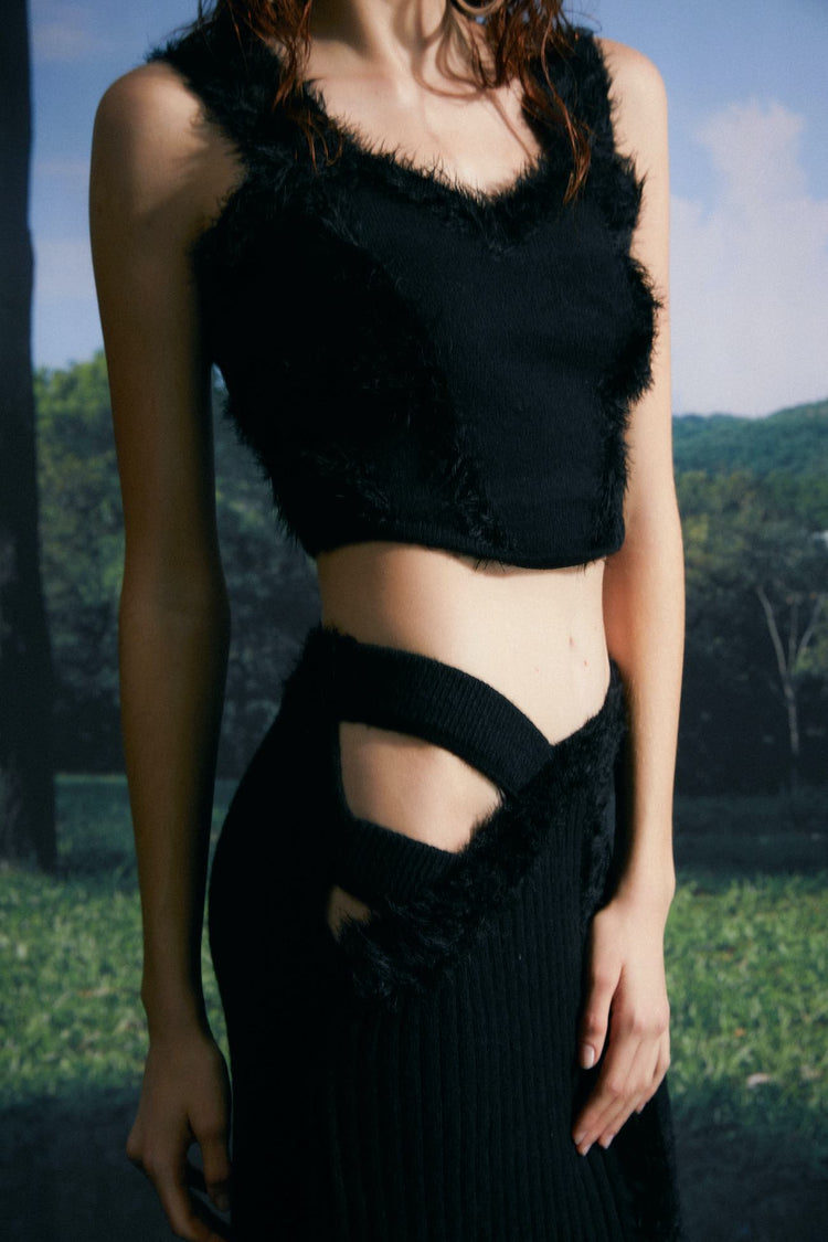 NOPHORA Knit Skirt with Waist Hollow