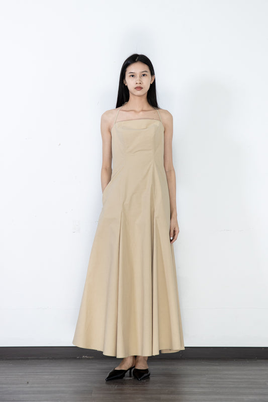 Seedan beige cotton strappy dress