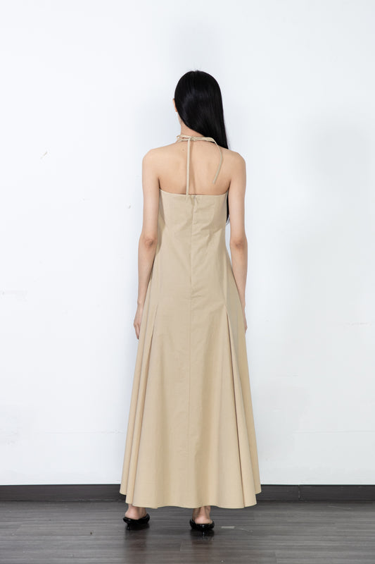 Seedan beige cotton strappy dress