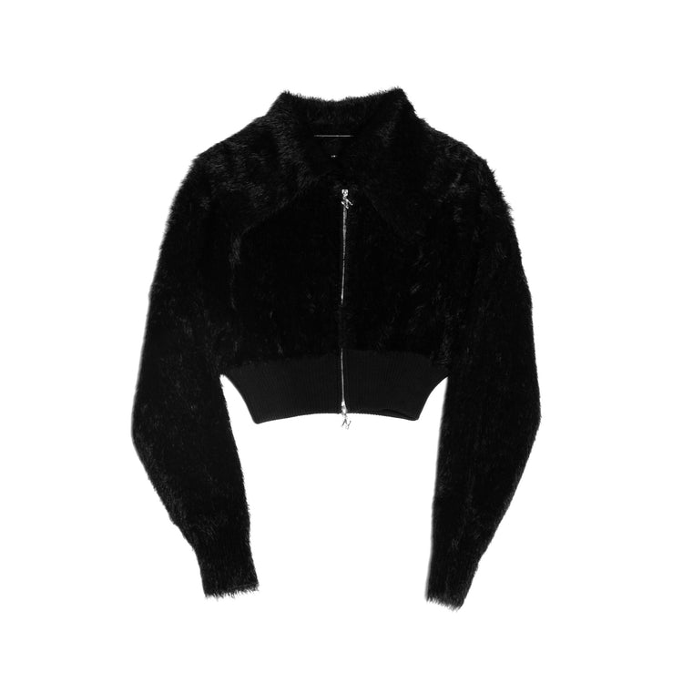 Nophora- black short fur cropped jacket